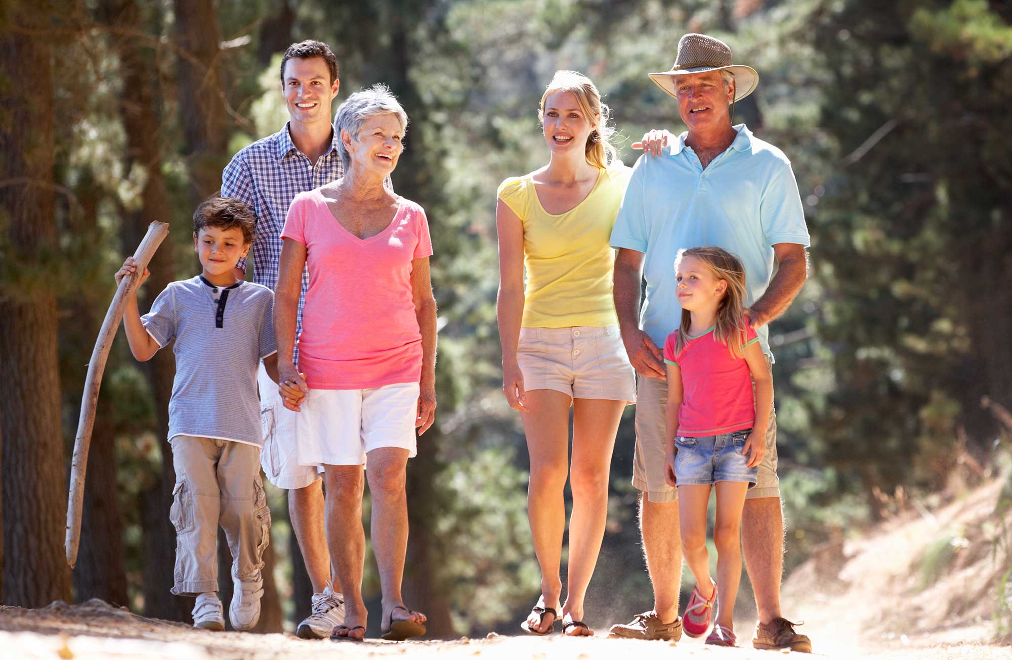 Family out on a hike.